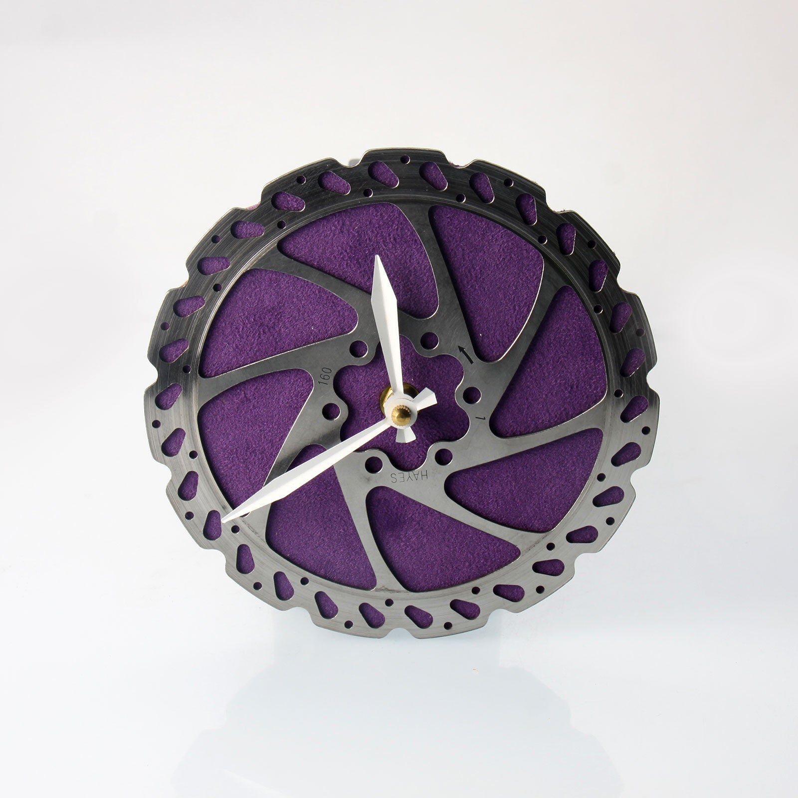 Handmade Clock - Purple Bicycle Disc Rotor Wall Clock - Made from Recy