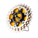 Handmade Clock - Yellow Bicycle Cassette Gear Desk Clock Made from Recycled Parts