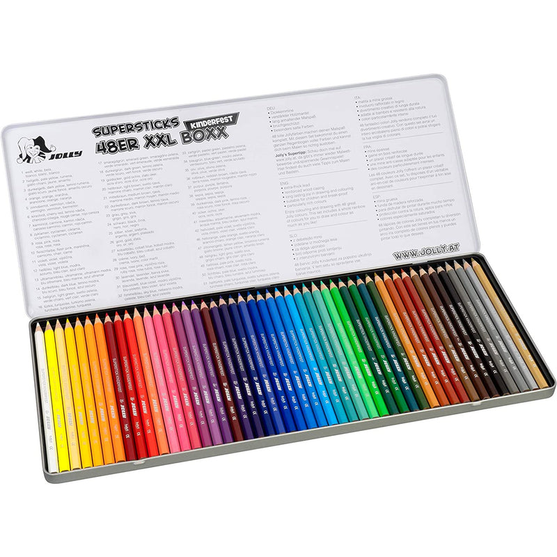 Jolly 48 Colours Jolly Colouring Pencils XXL Box Tin Set World Cup Limited Edition