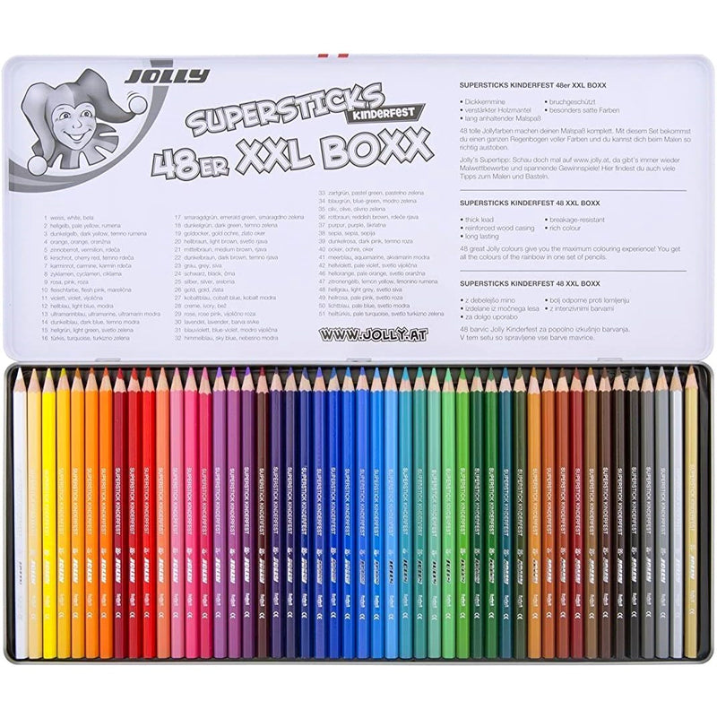 Jolly 48 Colours Jolly Colouring Pencils XXL Box Tin Set World Cup Limited Edition