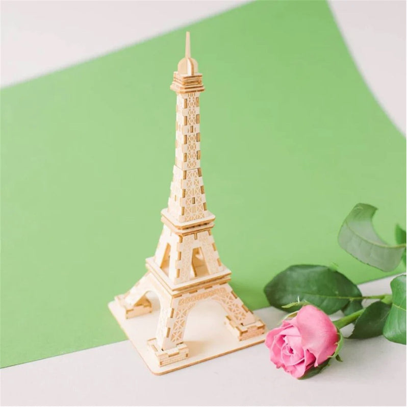 Ki-Gu-Mi Mini Eiffel Tower Wooden 3D Puzzle DIY Model Building Kit