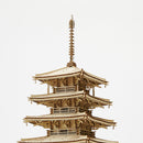 Ki-Gu-Mi Five Story Pagoda 3D Wooden Puzzle DIY Model Building Kit