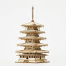 Ki-Gu-Mi Five Story Pagoda 3D Wooden Puzzle DIY Model Building Kit