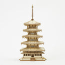 Ki-Gu-Mi Five Story Pagoda 3D Wooden Puzzle DIY Model Building Kit