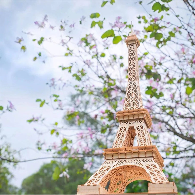 Ki-Gu-Mi Eiffel Tower (Large) 3D Wooden Puzzle DIY Model Building Kit
