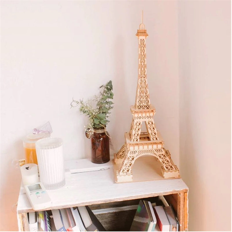 Ki-Gu-Mi Eiffel Tower (Large) 3D Wooden Puzzle DIY Model Building Kit