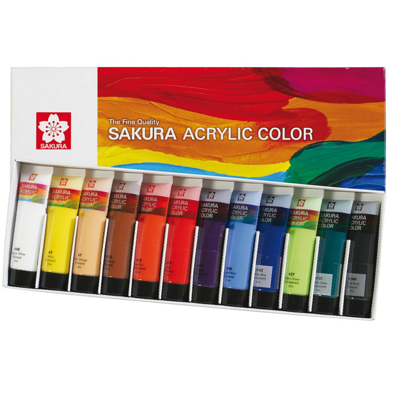 Sakura Sakura Artists Acrylic Color Paint Tubes Set 12 x 20ml
