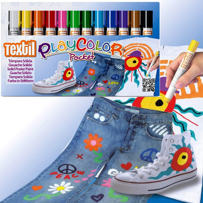 PlayColor Playcolor Pocket Permanent Fabric Paint Sticks Pens Set