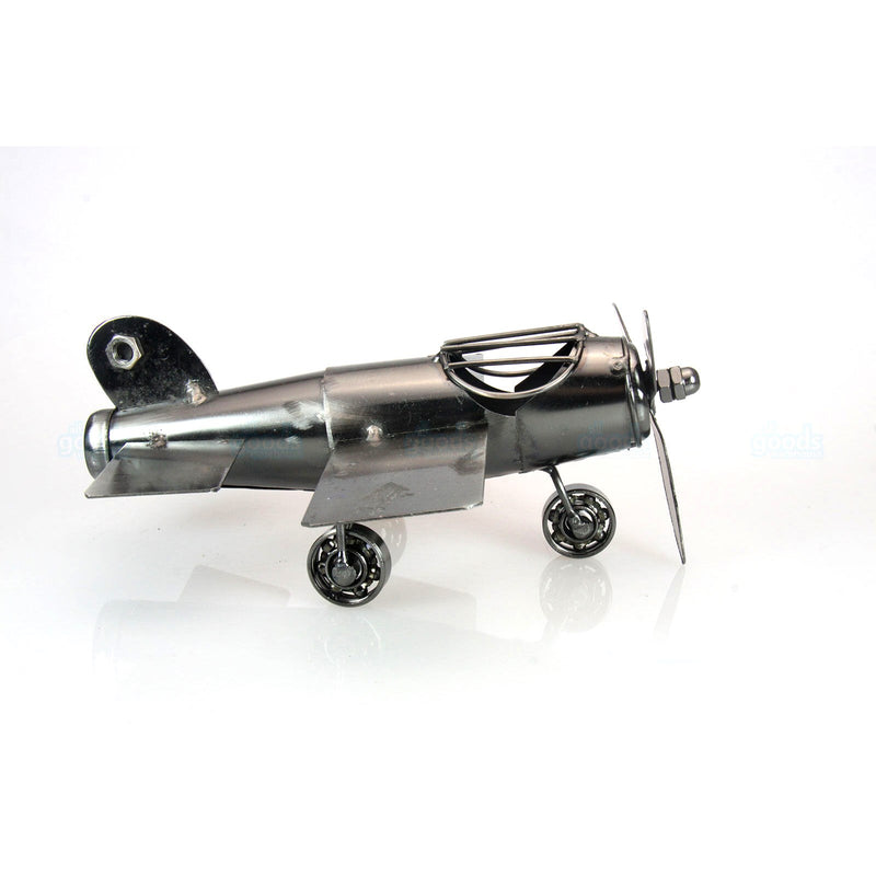 Recycled Metal Art Vintage Propeller Plane Aircraft - Handmade Nuts & Bolts Model