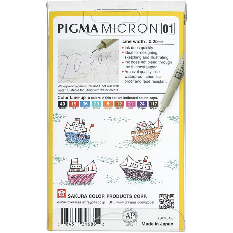 Sakura Sakura Pigma Micron Illustration Drawing Pens 01 Set 8pk