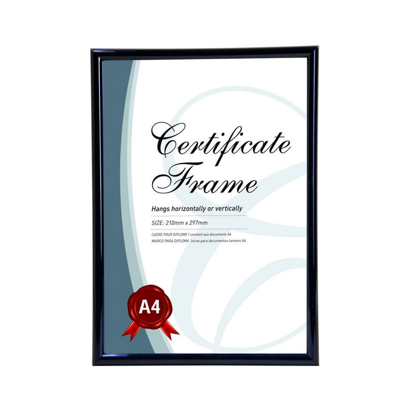 UBL A4 Certificate Holder / Photo Frame Black - Glass Front