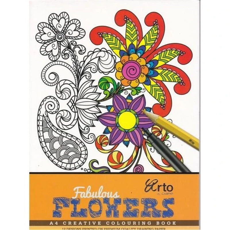 Arto Arto Fabulous Flowers A4 Creative Colouring Book