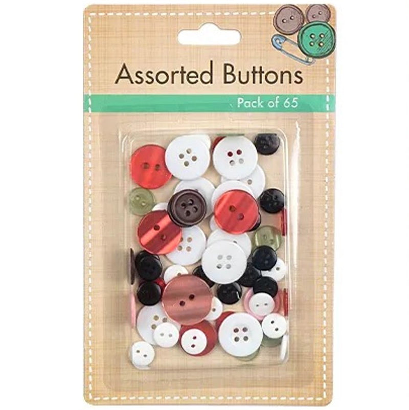 Kraft Collection Assorted Sewing & Craft Buttons 65pk