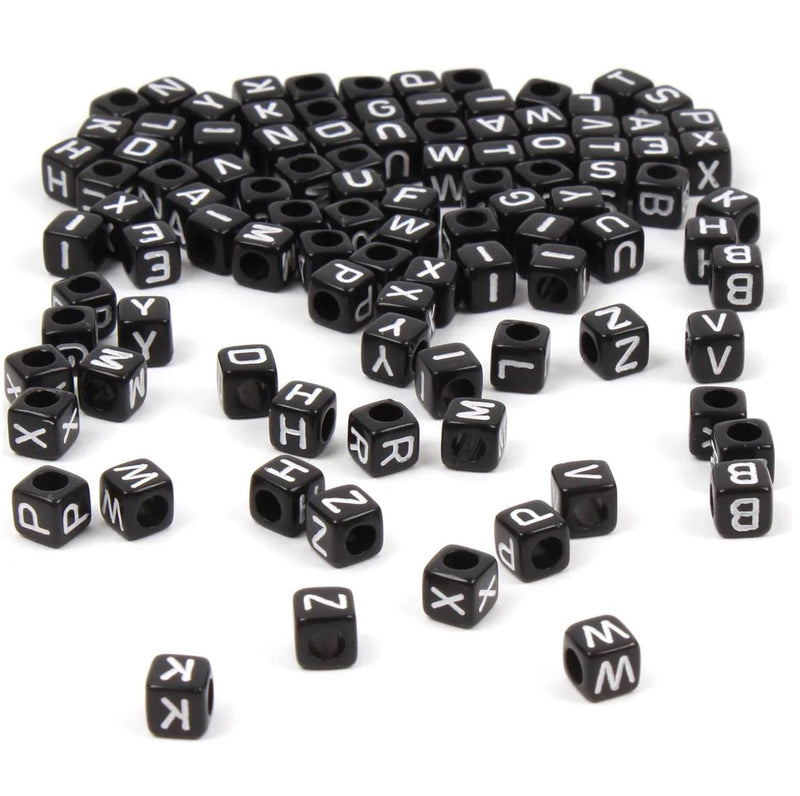Kraft Collection Black Alphabet Beads Square 5mm 70pcs