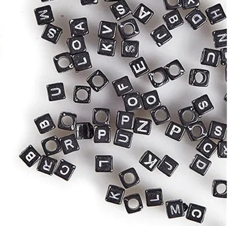 Kraft Collection Black Alphabet Beads Square 5mm 70pcs