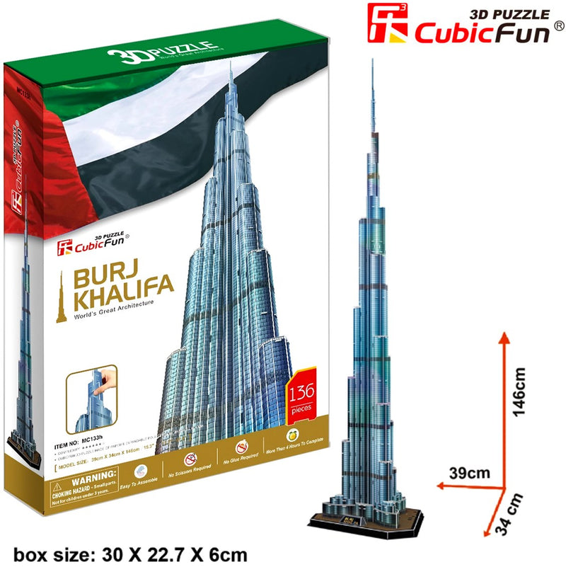 Cubic Fun Burj Khalifa 136pcs 3D Puzzle Model Building Kit
