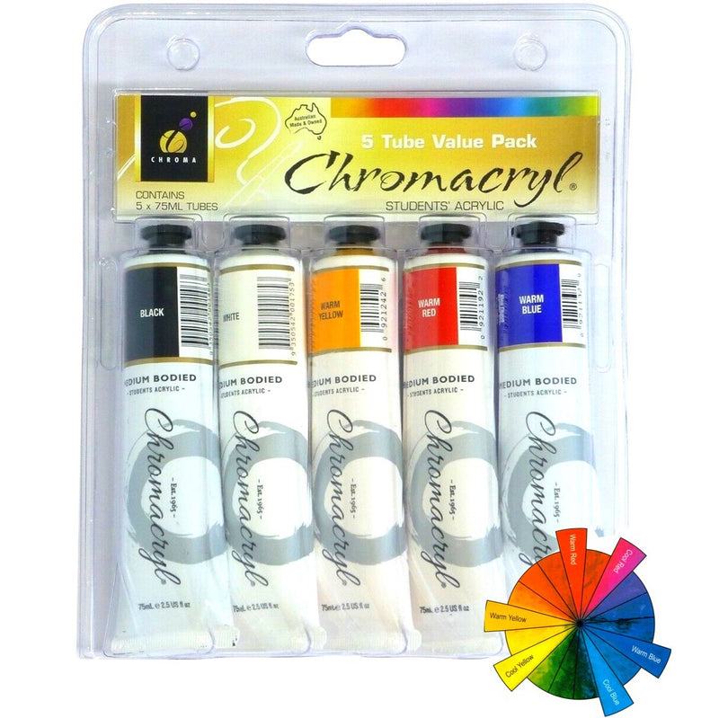 Chromacryl Chromacryl Acrylic Paint Tubes Set Primary Warm