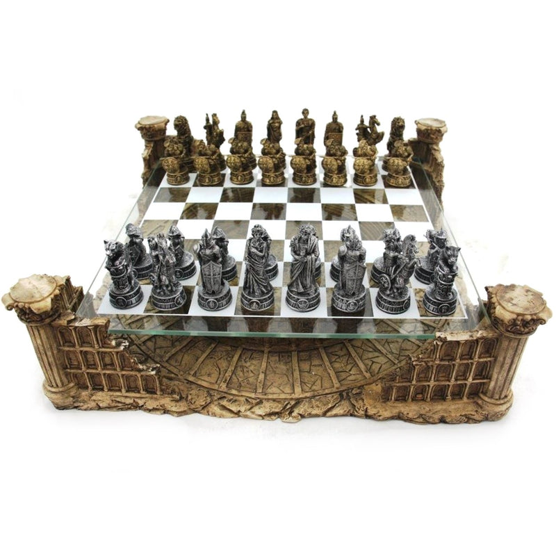 Dal Rossi Italy Colosseum Glass & Polyresin Luxury Chess Set