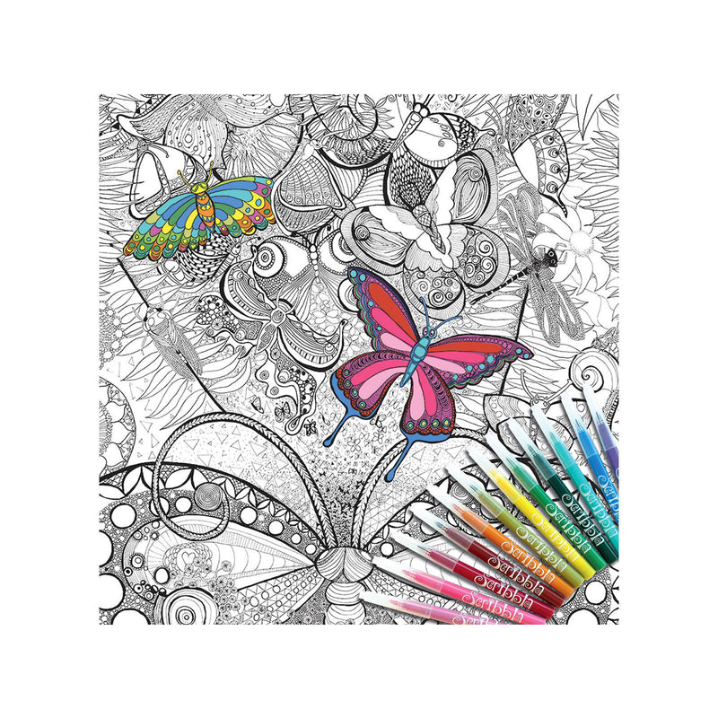 Colour Away In A Native Garden A1 Colouring Poster & Scribbla Brush Pens