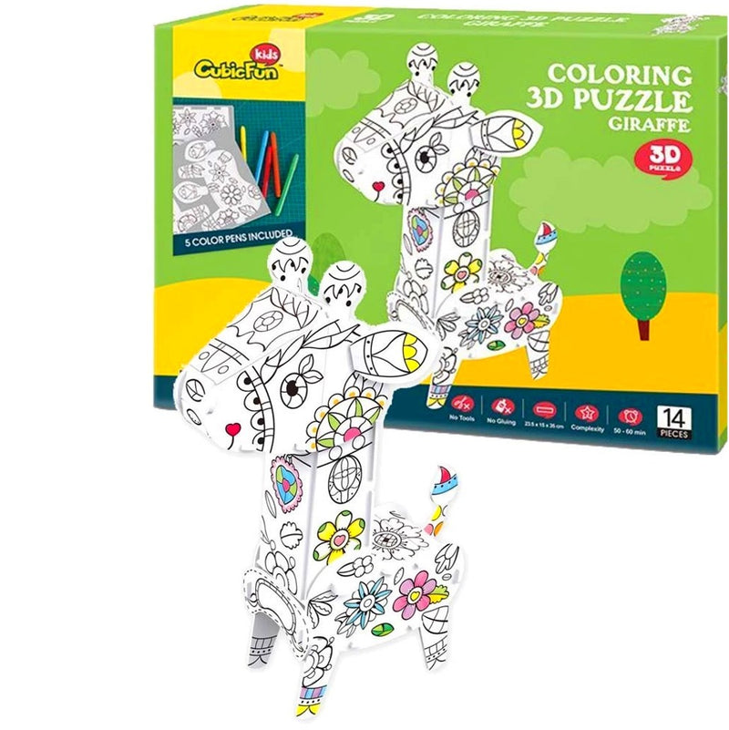 Cubic Fun Kids Giraffe Colouring 3D Puzzle Model Building Kit