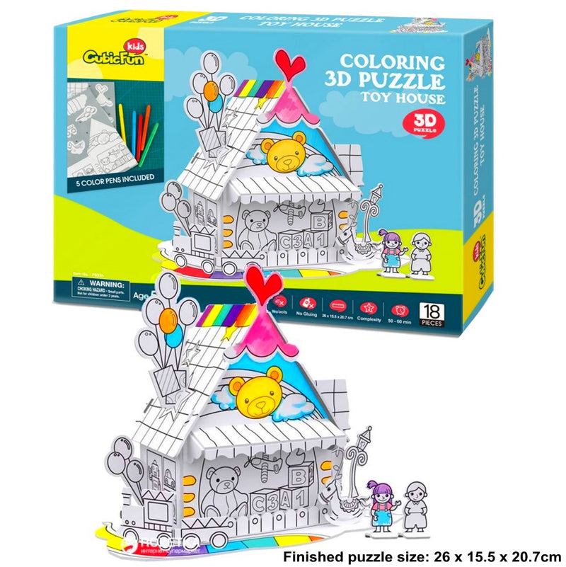 Cubic Fun Kids Toy House Colouring 3D Puzzle Model Building Kit