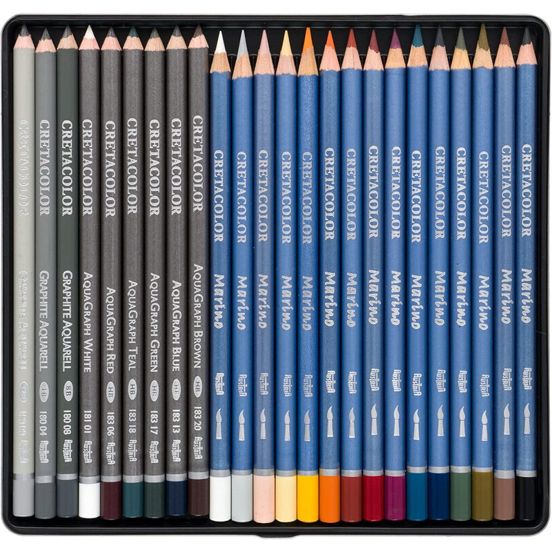 Cretacolor Cretacolor The Aquarino Box 24 Watercolour Pencils Metal Tin Set