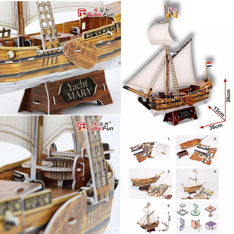 Cubic Fun Yacht Mary Ship 3D Puzzle Model Building Kit