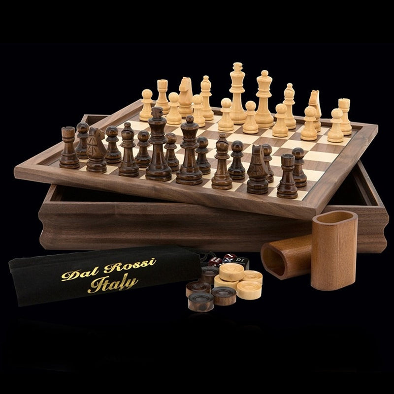 Dal Rossi Dal Rossi Flip Top 3 in 1 Chess Checkers Backgammon Set 35cm Board