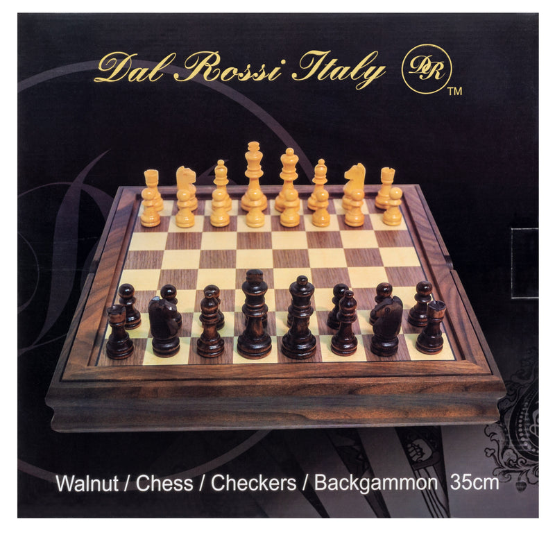 Dal Rossi Dal Rossi Flip Top 3 in 1 Chess Checkers Backgammon Set 35cm Board