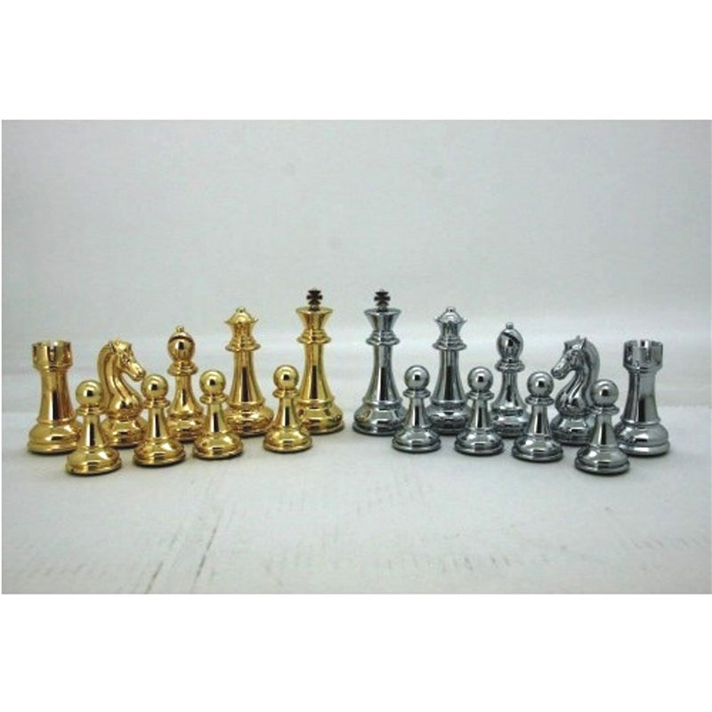 Dal Rossi Dal Rossi Italy Carbon Fibre Finish 50cm Board Chess Set Silver/Gold Pieces