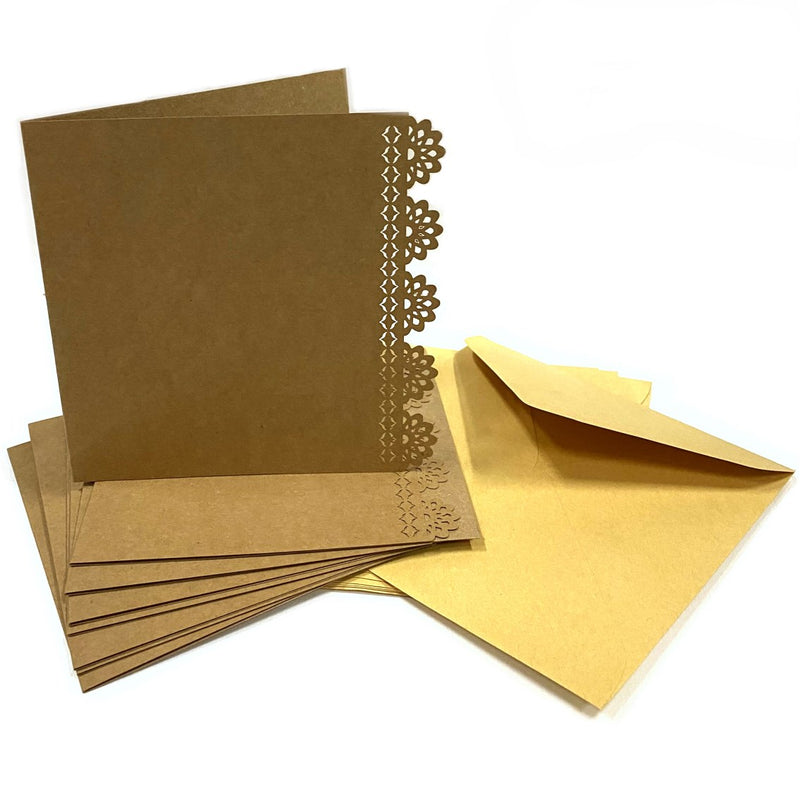 Kraft Collection Decorative Blank Square Cards & Envelopes Kraft
