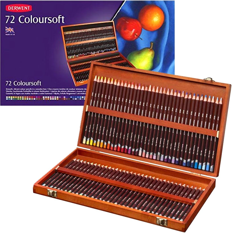 Derwent Derwent Coloursoft 72 Colouring Pencils Wooden Box Set Bonus DVD