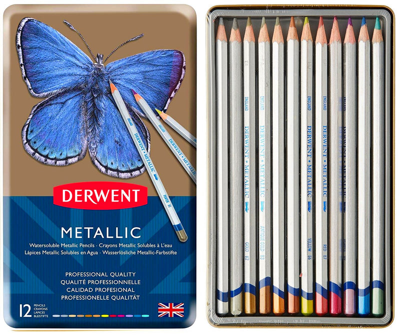 Derwent Derwent Metallic Watercolour Pencils Tin Set - 12pk