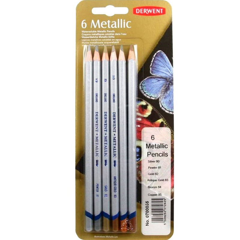 Derwent Derwent Watercolour Metallic Pencils Set Traditional - 6pk