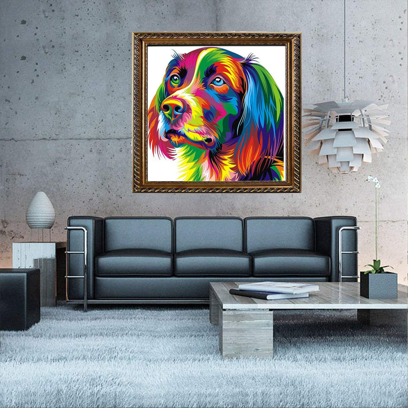 5D Diamond Art Painting 30x40cm Canvas Kit Colourful Dog