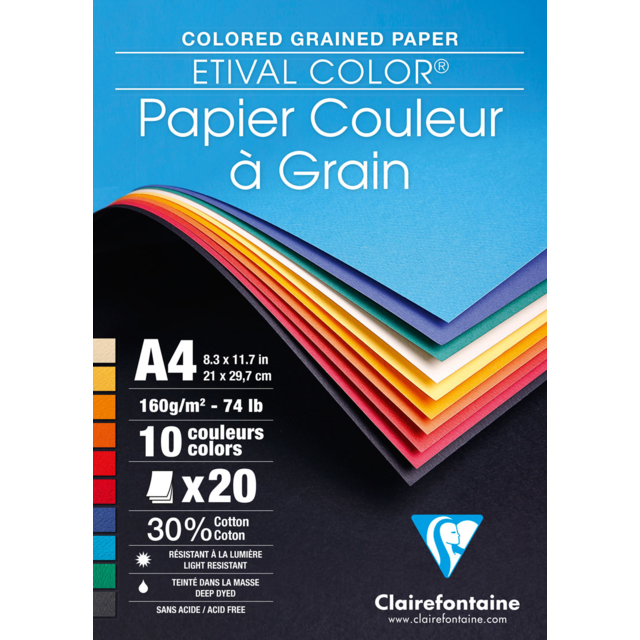 Clairefontaine Clairefontaine Etival Color® Coloured Grained Paper Pad 160gsm
