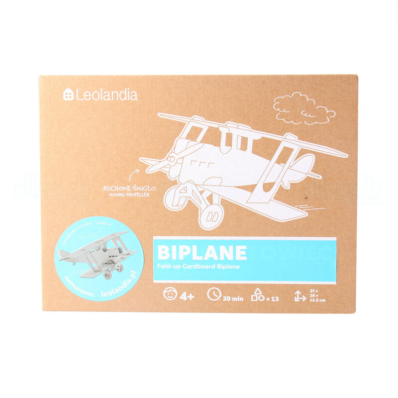 Leolandia Fold-up Cardboard Biplane - DIY 3D Model Building Kit