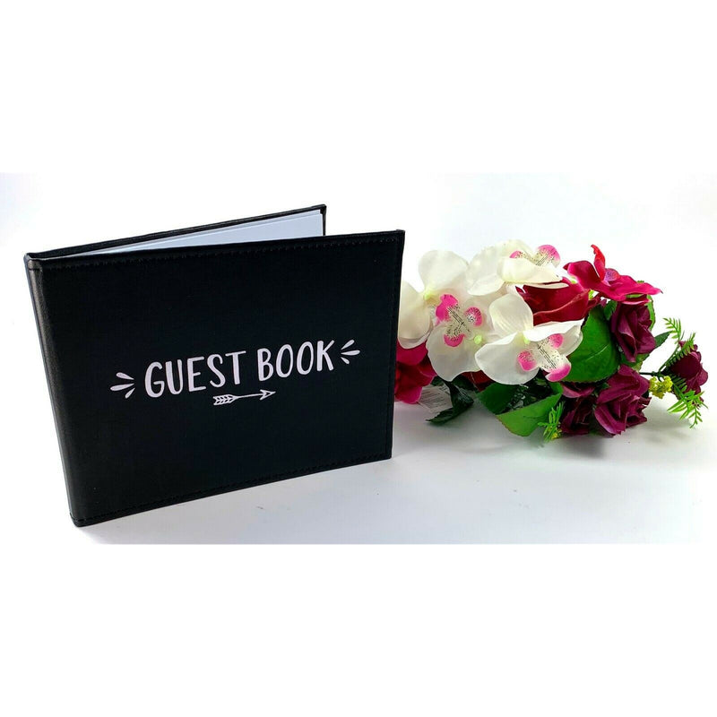 Black Guest Book Silver Writing