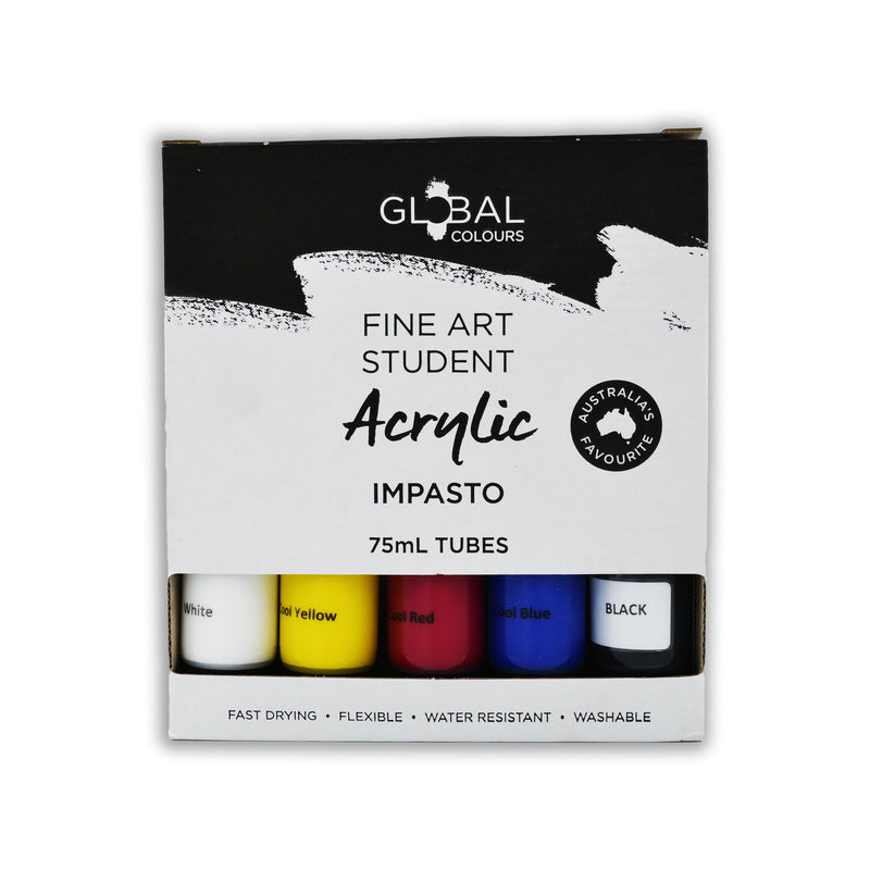 Global Colours Global Colours Impasto Acrylic Paint Boxed Set 5 x 75ml