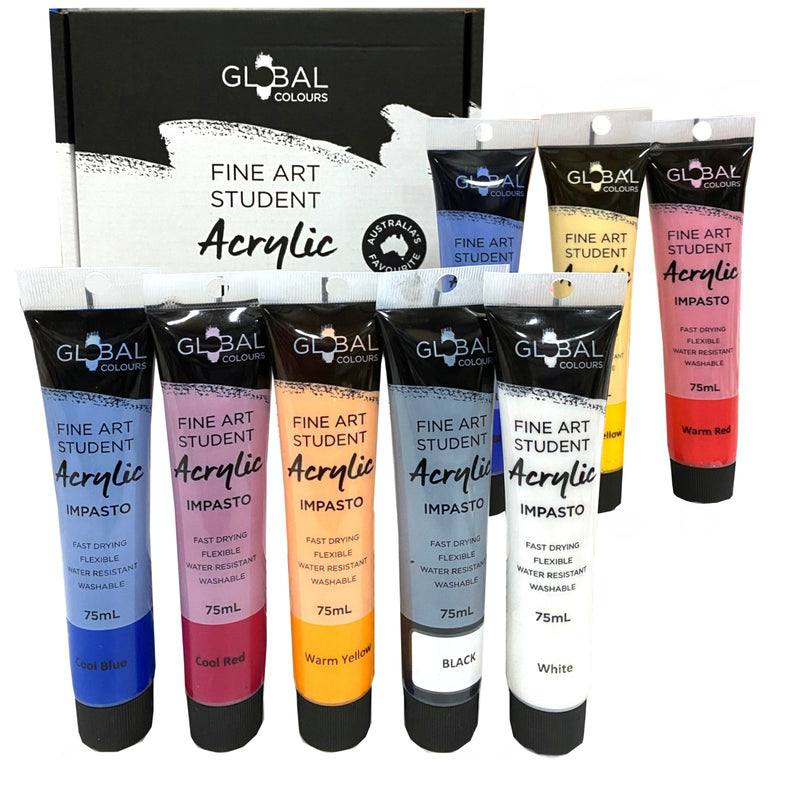 Global Colours Global Colours Impasto Acrylic Paint Boxed Set 8 x 75ml