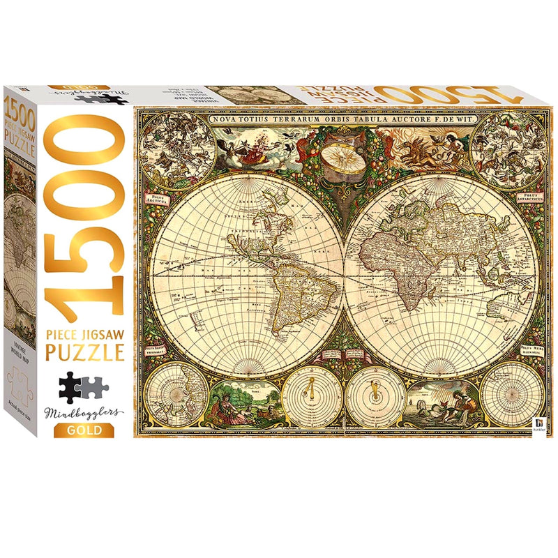 Hinkler Hinkler 1500pcs Jigsaw Puzzle Vintage World Map Gold