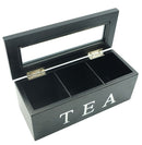 Unigift Wooden Tea Box - Black 3 Compartments