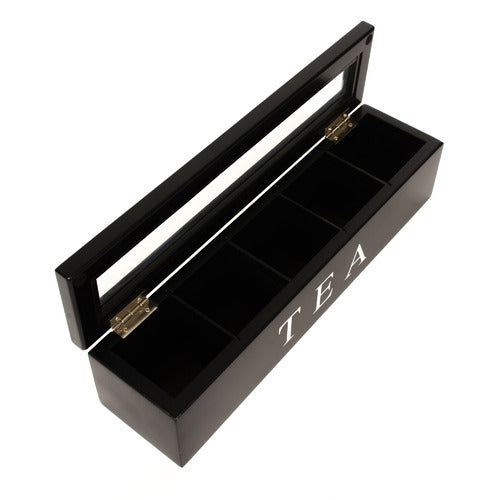 Unigift Wooden Tea Box - Black 5 Compartments