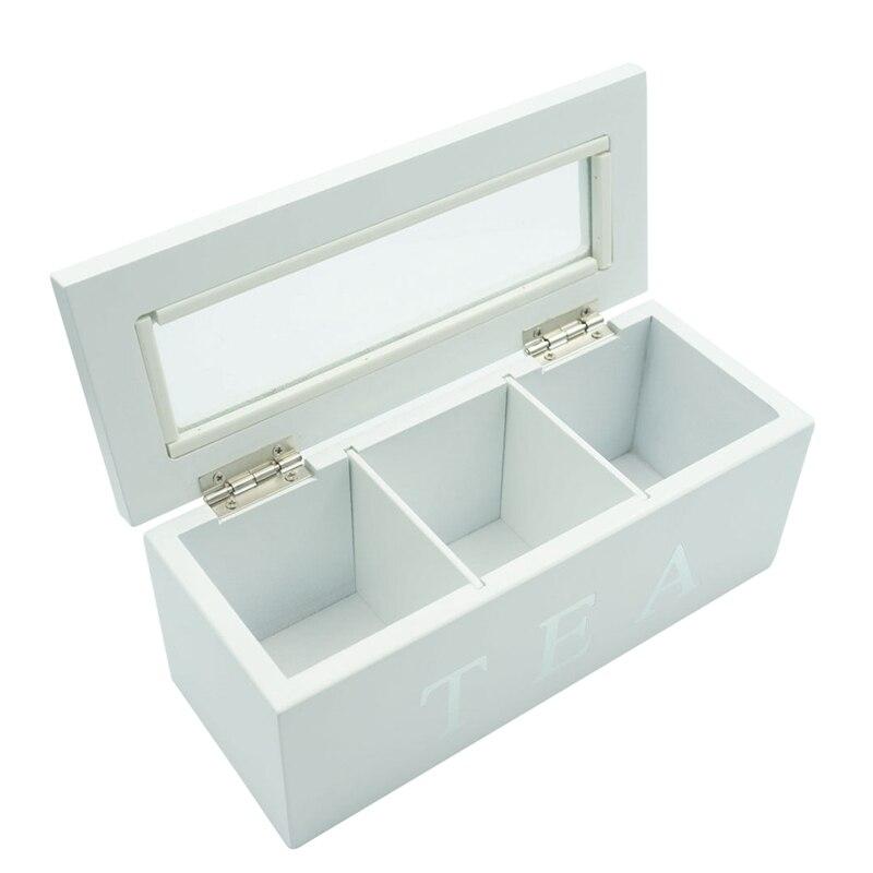 Unigift Wooden Tea Box - White 3 Compartments
