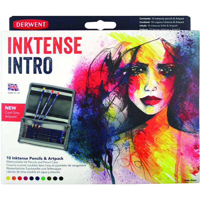 Derwent Derwent Inktense Intro Colouring Pencils + Watercolour Pad & Brush Art Set