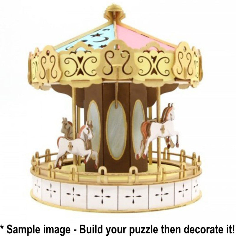 Ki-Gu-Mi Carousel Wooden 3D Puzzle DIY Model Building Kit