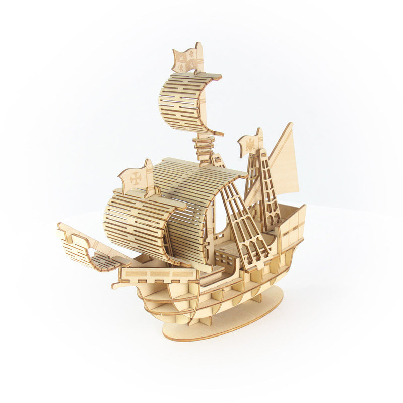 Ki-Gu-Mi Sailing Ship Wooden 3D Puzzle DIY Model Building Kit