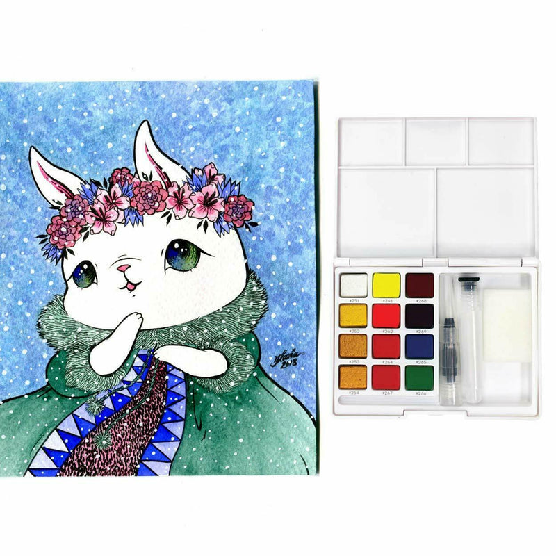Koi Sakura KOI Pocket Field Sketch Box Watercolour Paints Set - 12 Pans