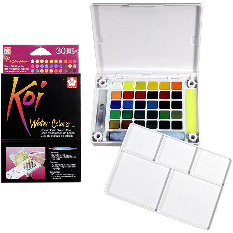 Koi Sakura KOI Pocket Field Sketch Box Watercolour Paints Set - 30 Pans