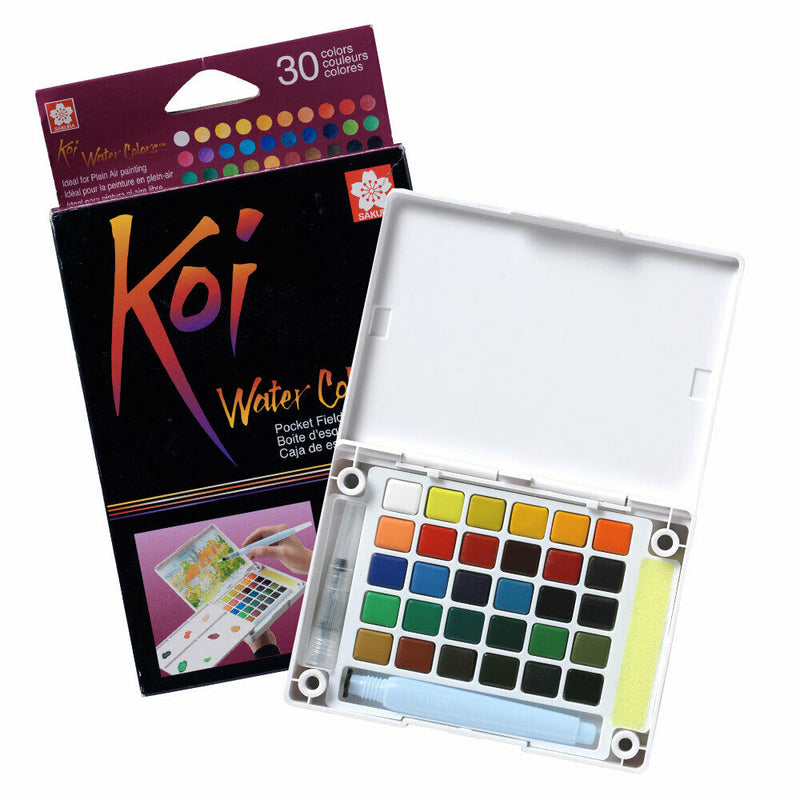 Koi Sakura KOI Pocket Field Sketch Box Watercolour Paints Set - 30 Pans